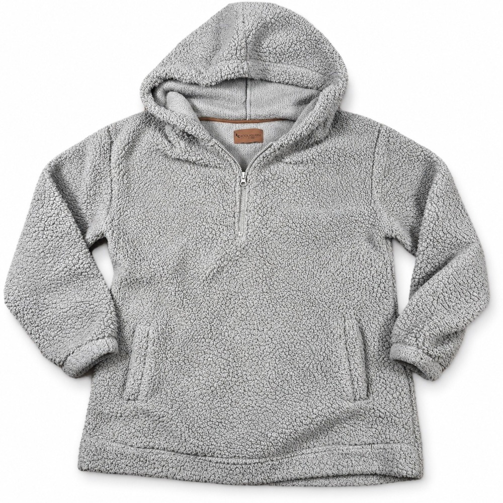 Koolaburra by UGG Hoodie Women L Grey Sherpa Fleece 1/4 Zip Pullover Cozy Core